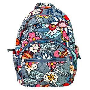 Vera Bradley Small Backpack Quilted Floral Print Blues, Grey, Pink, Red EUC